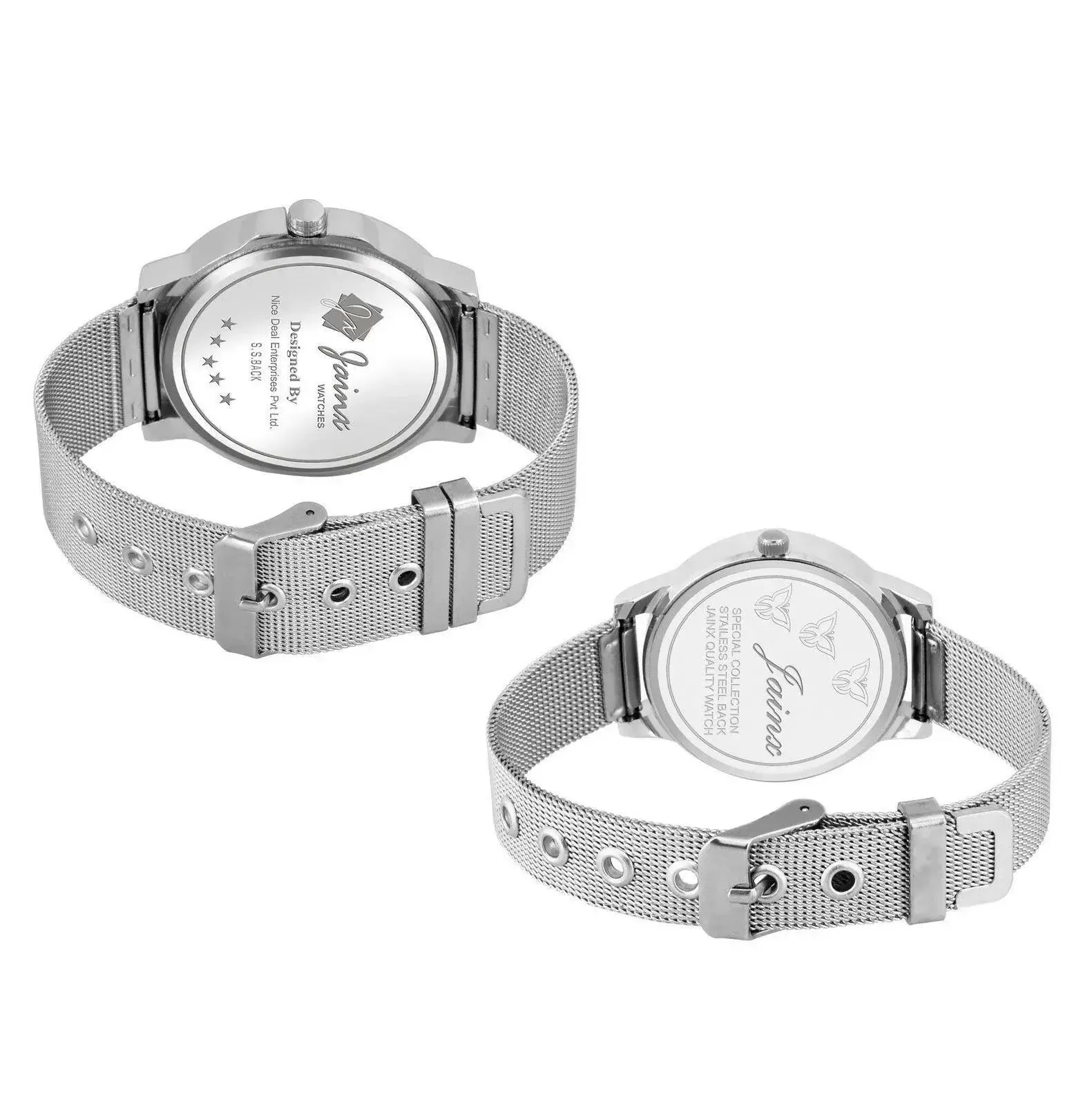 Jainx Analog Silver Dial Metal Chain Watch For Couple - JC489