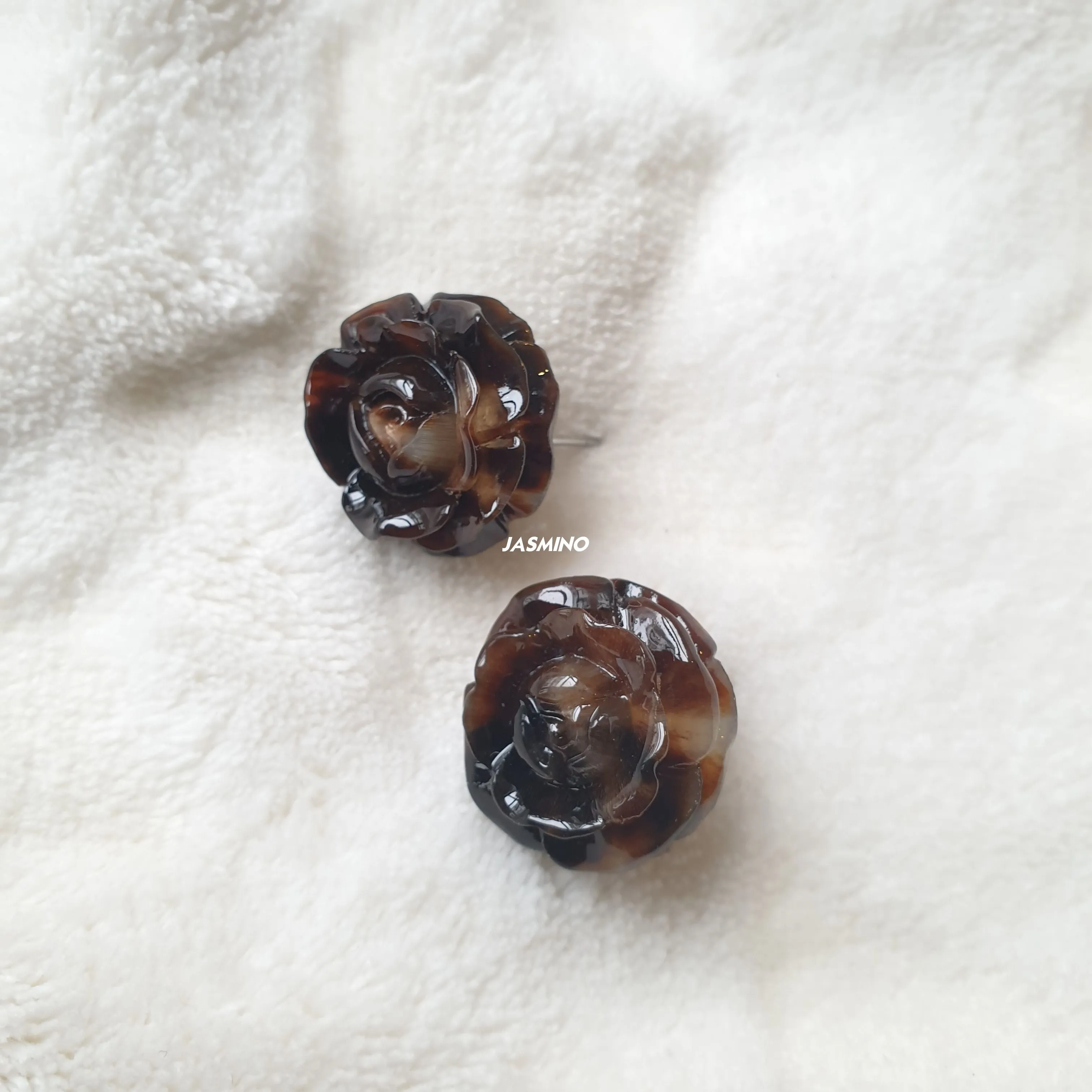 Jasmino Handmade Spring 2024 Rose Stud Earrings Made By Natural Buffalo Horn