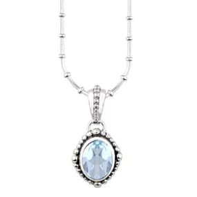 JD N65063BTP BLUE TOPAZ OVAL BEADED NECKLACE