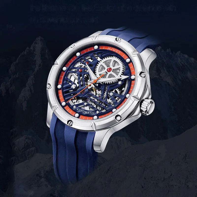 JUVET 7011 Brilliant Men's Full Skeleton Watch 5Bar Waterproof - Knight Blue A1