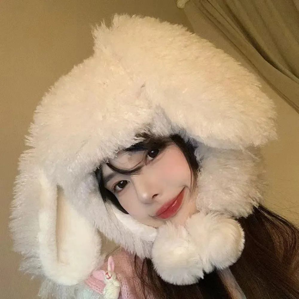 Kawaii Bunny Ears Plush Winter Hat