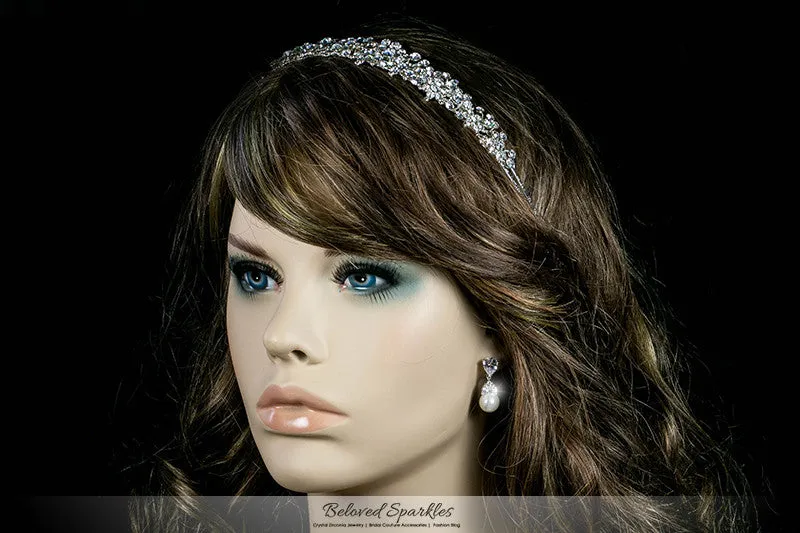 Krisma Floral Cluster Silver Tiara | Swarovski Crystal