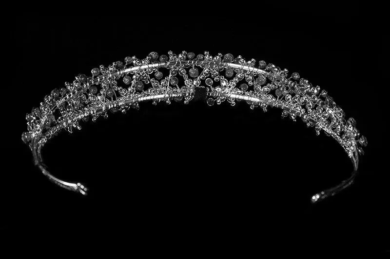 Krisma Floral Cluster Silver Tiara | Swarovski Crystal