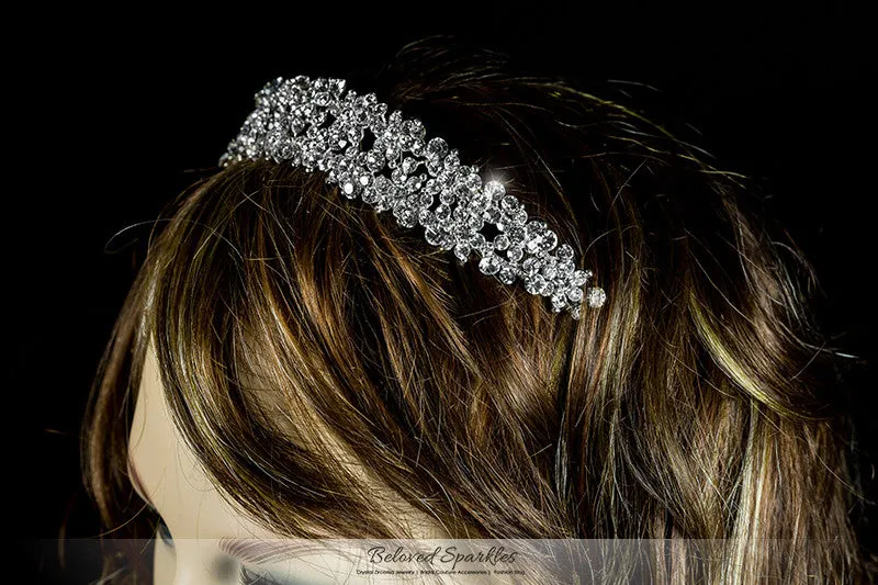 Krisma Floral Cluster Silver Tiara | Swarovski Crystal