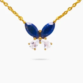 Lapis and White Topaz Butterfly Necklace