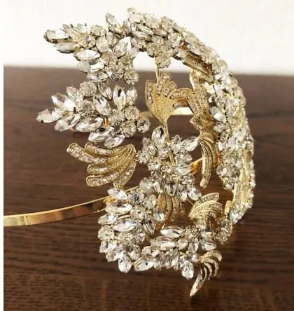 large Vintage couture inspired crystal tiara side hair piece