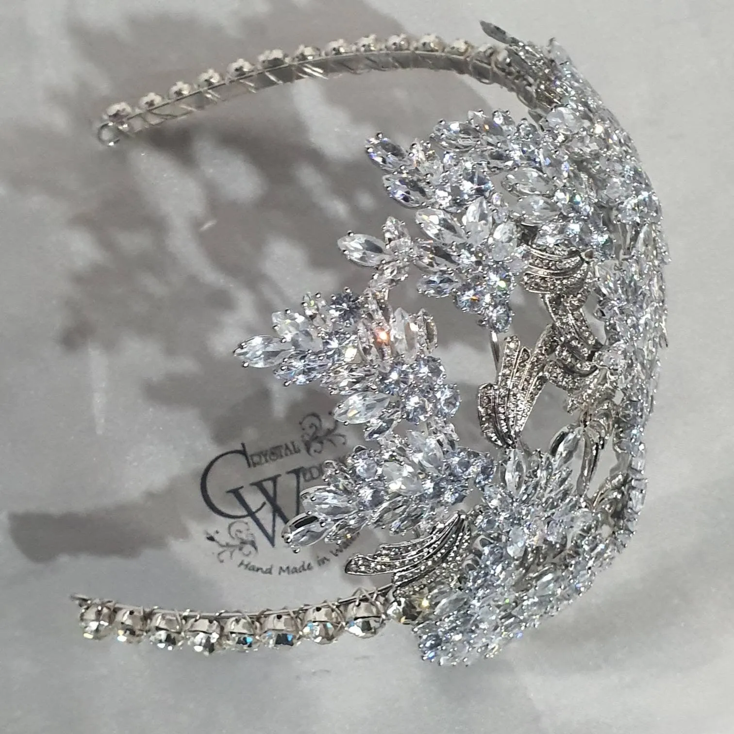 large Vintage couture inspired crystal tiara side hair piece