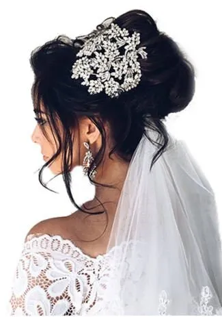 large Vintage couture inspired crystal tiara side hair piece