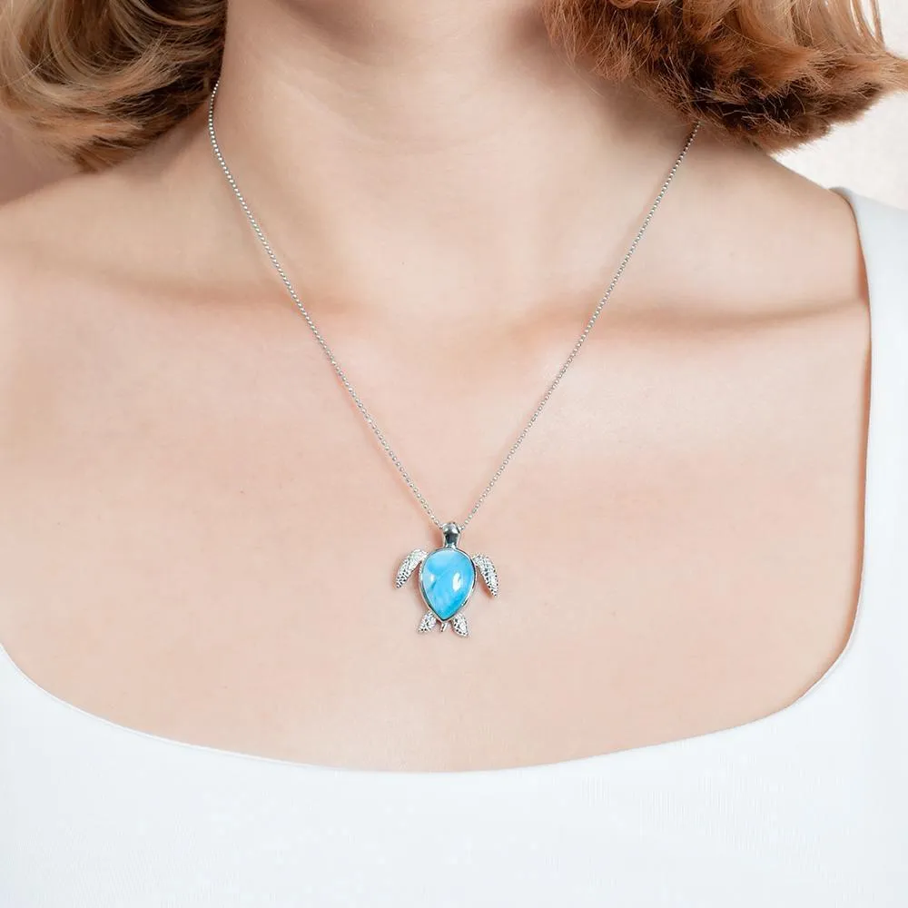 Larimar Lanikai Honu Turtle Pendant