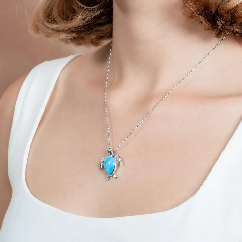 Larimar Lanikai Honu Turtle Pendant