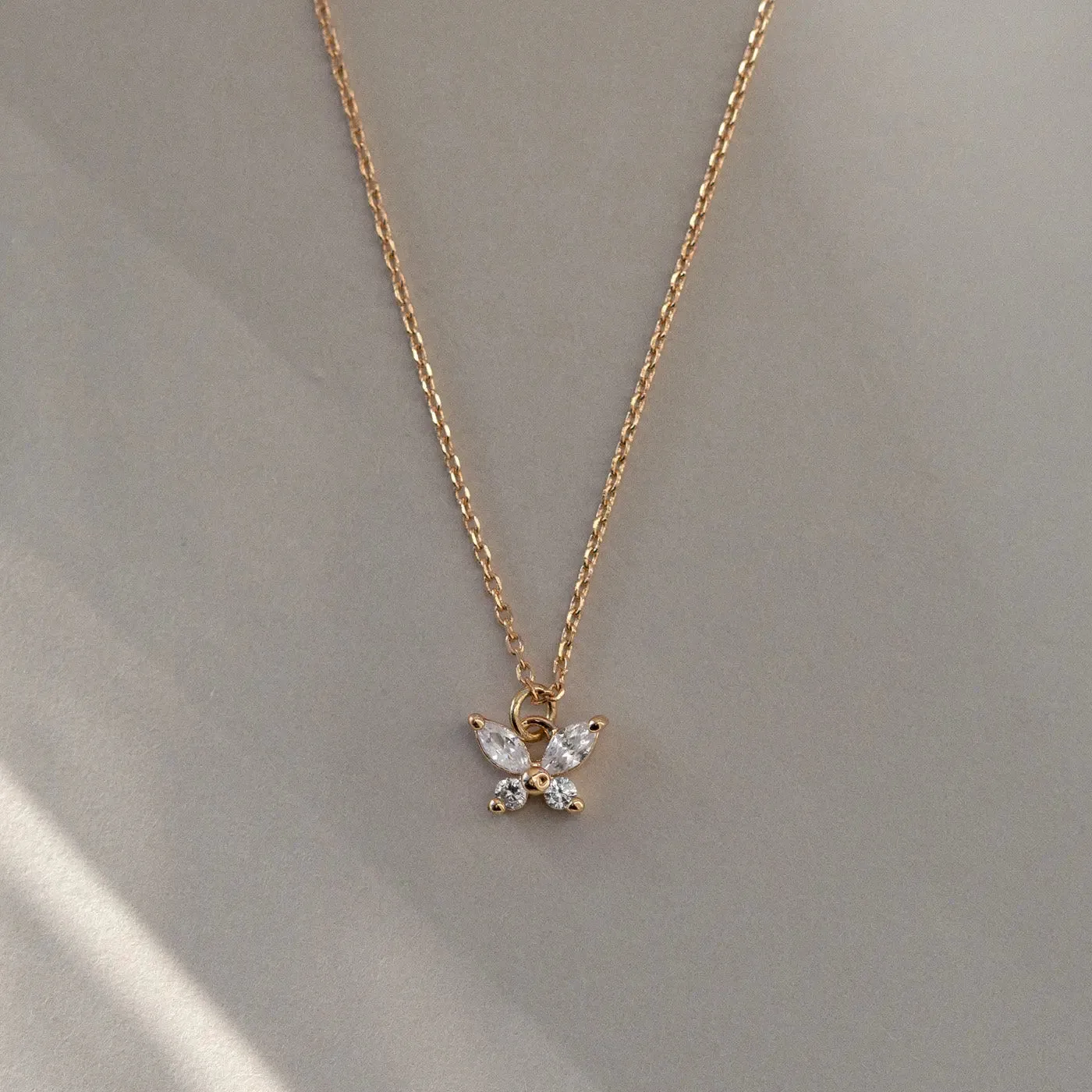 Leah - White Crystal Butterfly Necklace