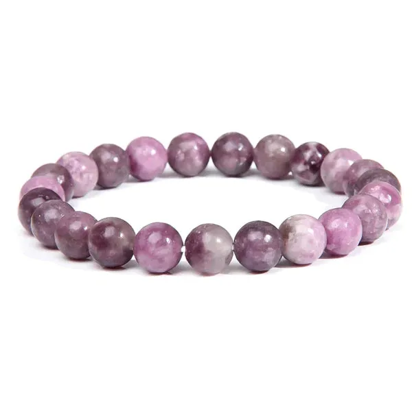 Lepidolite Natural Gemstone Bracelet Semi precious Feng Shui Crystal Chakra Aura Personal Reiki Healing Crystals