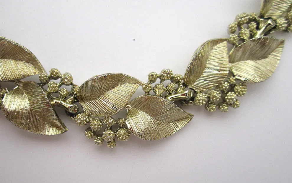 Lisner Gold-tone Leaf Demi-Parure: Choker/Earrings