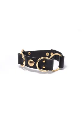 Loop Leather Choker [black-gold]