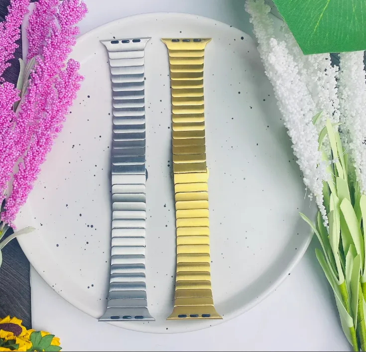 Luxury Apple Watch Band, Gold iWatch Band, 38mm 40mm 42mm 44mm, Metal Stainless Steel Strap, Women Gold Apple Bracelet, 7/6/5/4/3/2/1