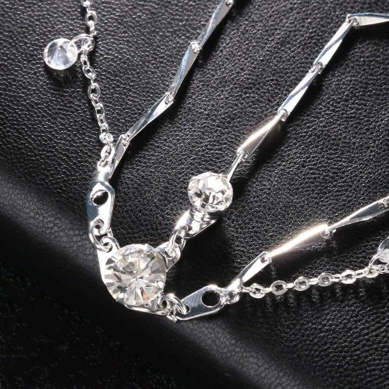 MAC127 Simple Rhinestone Pendant Sparkling Wedding Tiara