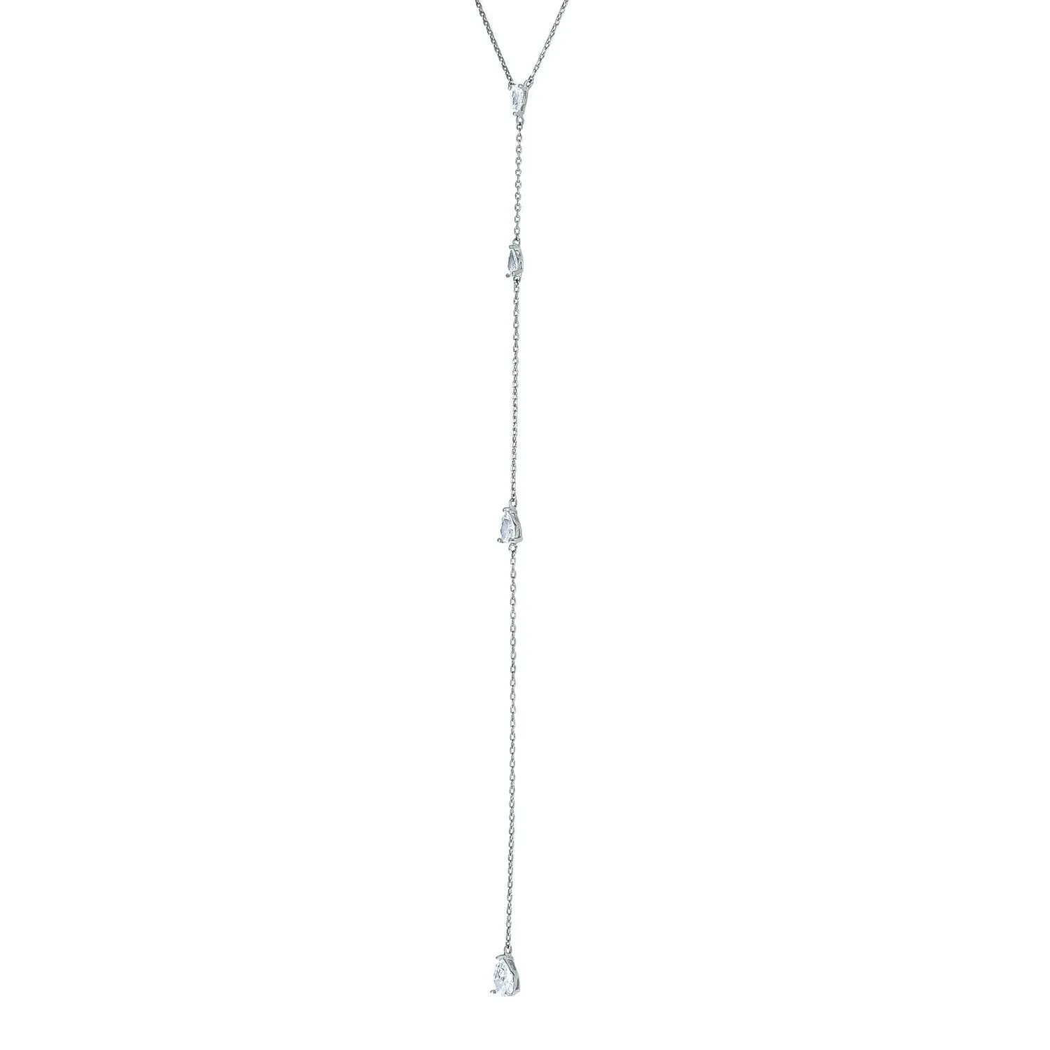 Maris CZ Silver Dangle Lariat Necklace