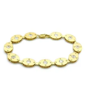 Matte Gold & Gold Brass Bracelet with AAA Grade CZ in Clear for Women Style LO2018