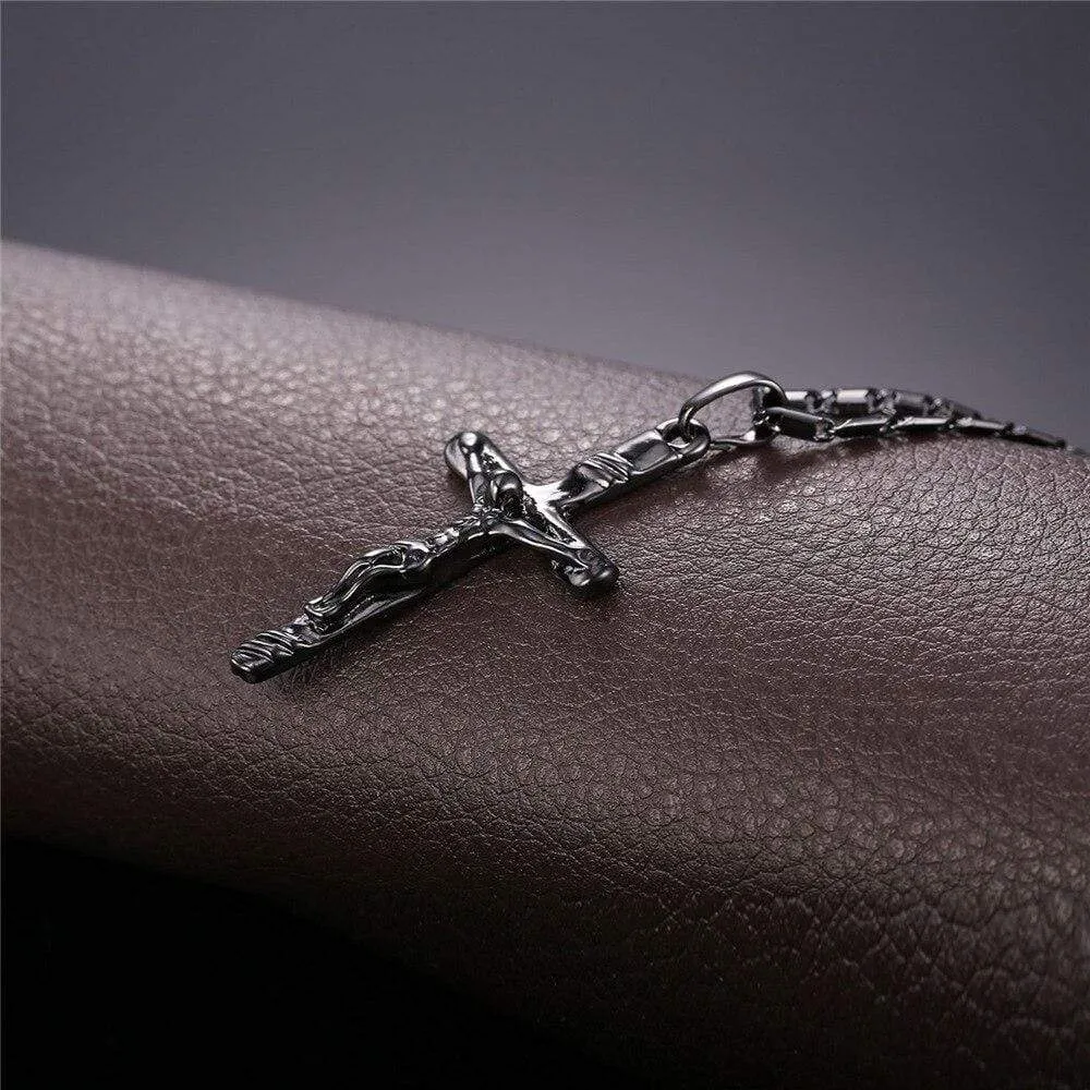 Men's Christian Necklace <br> Black Crucifix