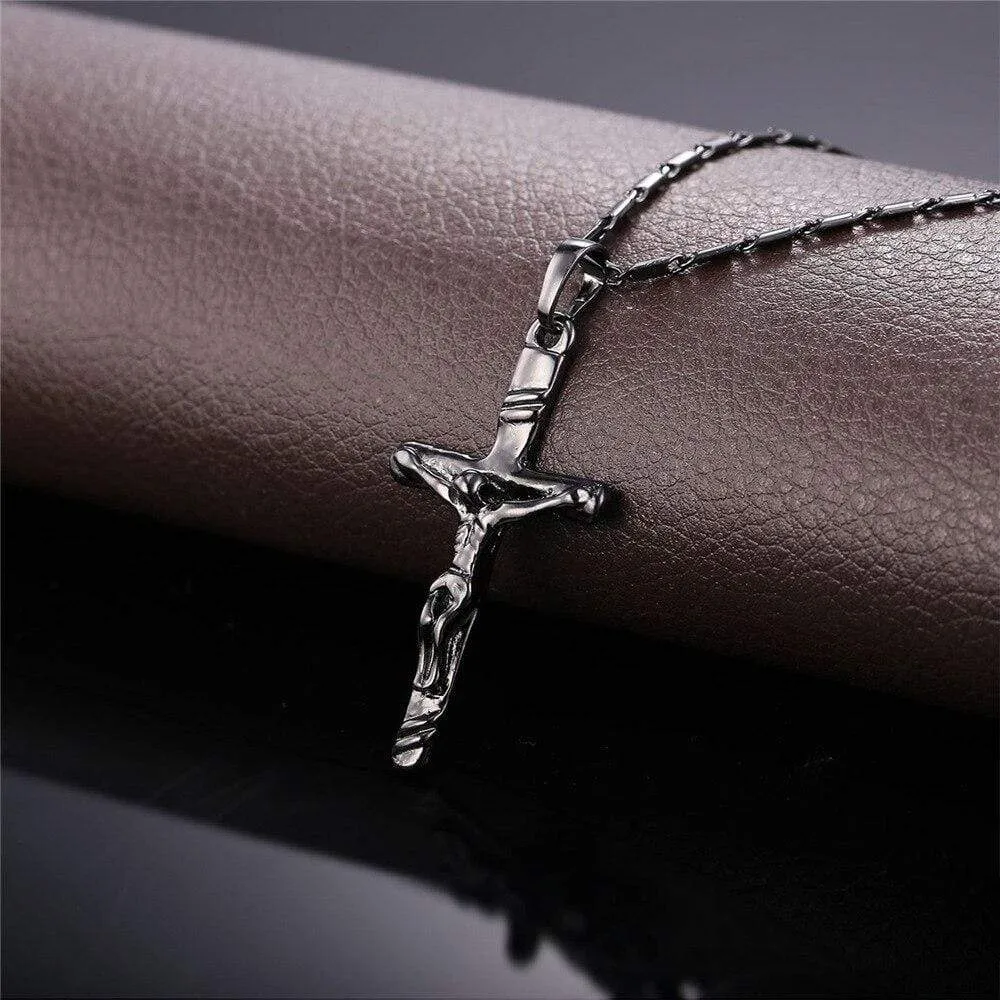 Men's Christian Necklace <br> Black Crucifix