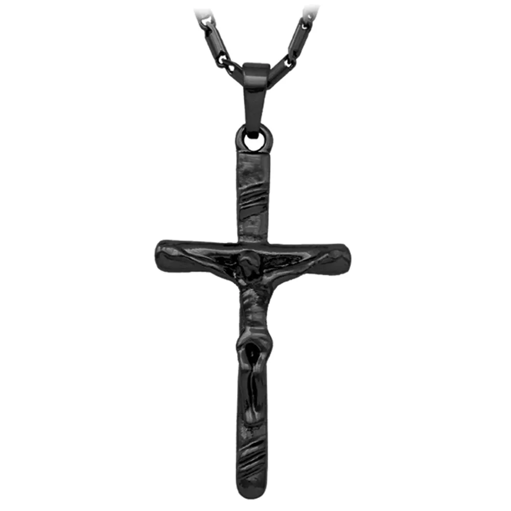 Men's Christian Necklace <br> Black Crucifix