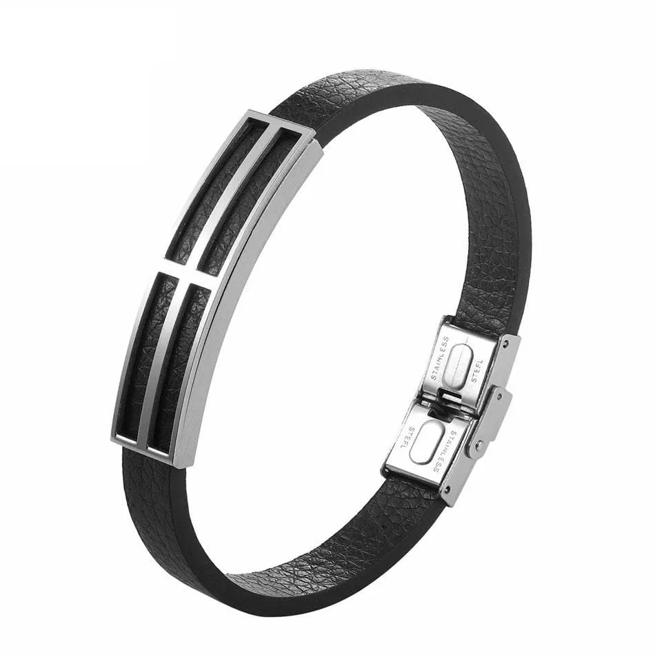 Men's Cross Bracelet <br> Silvered Cross