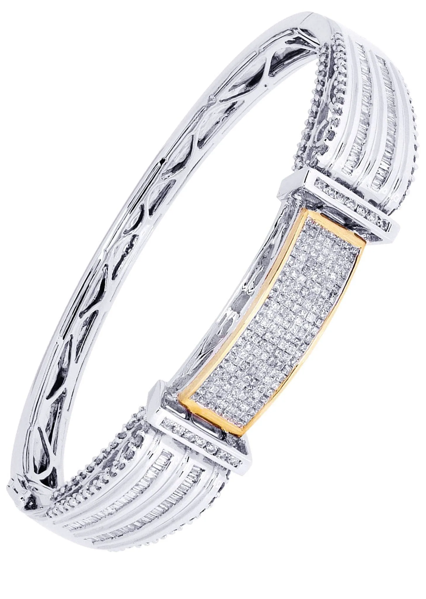 Mens Diamond Bangle White Gold| 2.24 Carats| 34.94 Grams