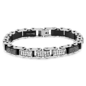 Men's Steel and Black IP Bicycle Link Bracelet