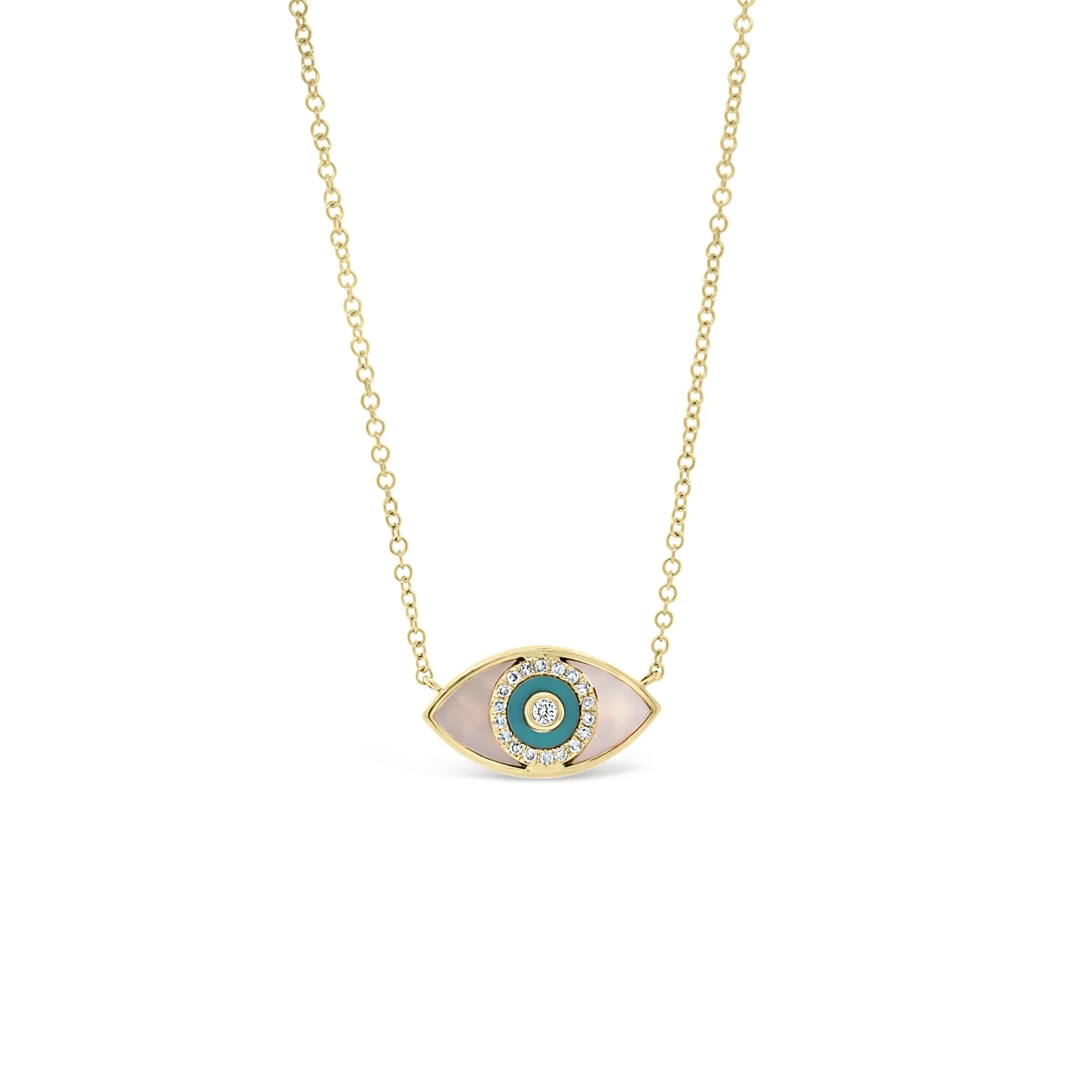 Mother of Pearl & Diamond Evil Eye Pendant