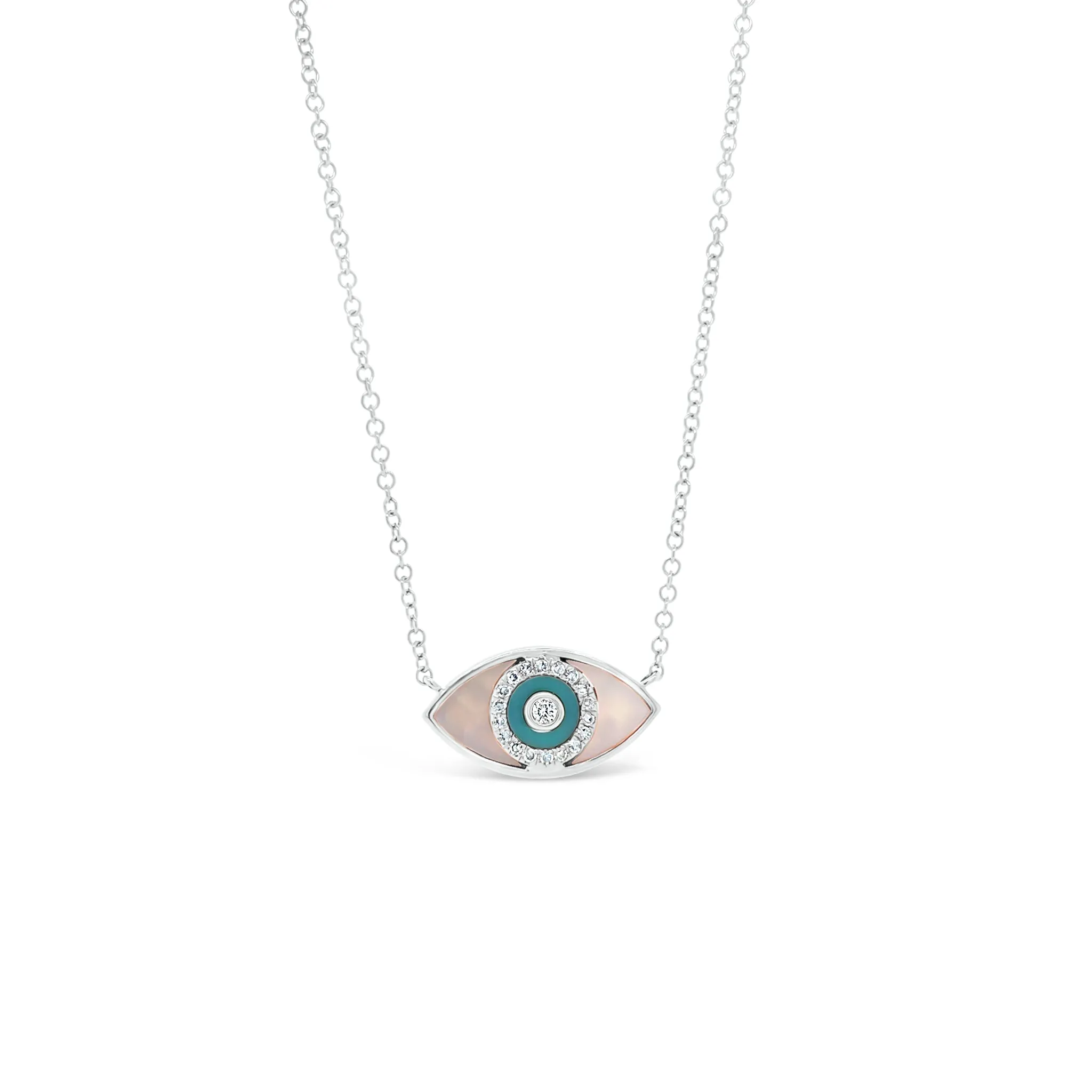 Mother of Pearl & Diamond Evil Eye Pendant