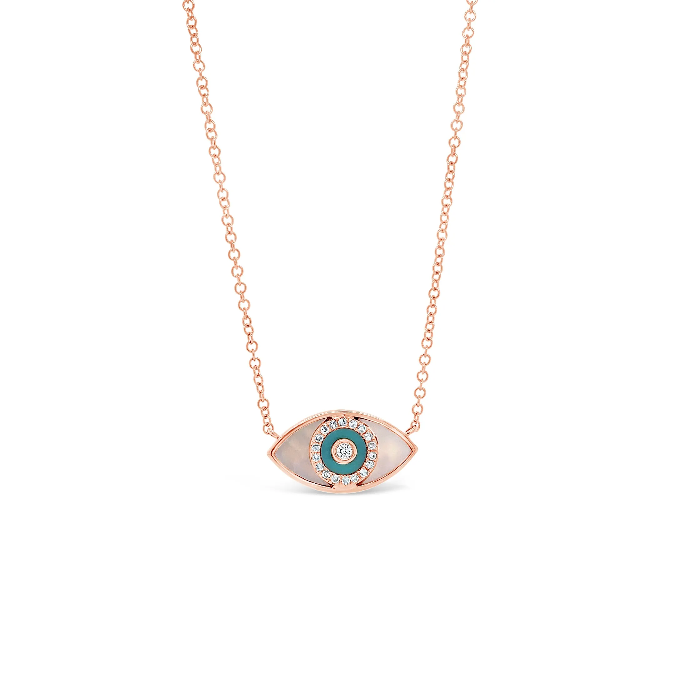 Mother of Pearl & Diamond Evil Eye Pendant