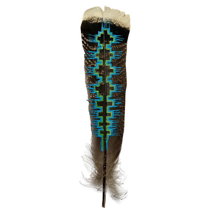 NATIVE AMERICAN PATTERN Turkey Square Feather Tail 10”-12”