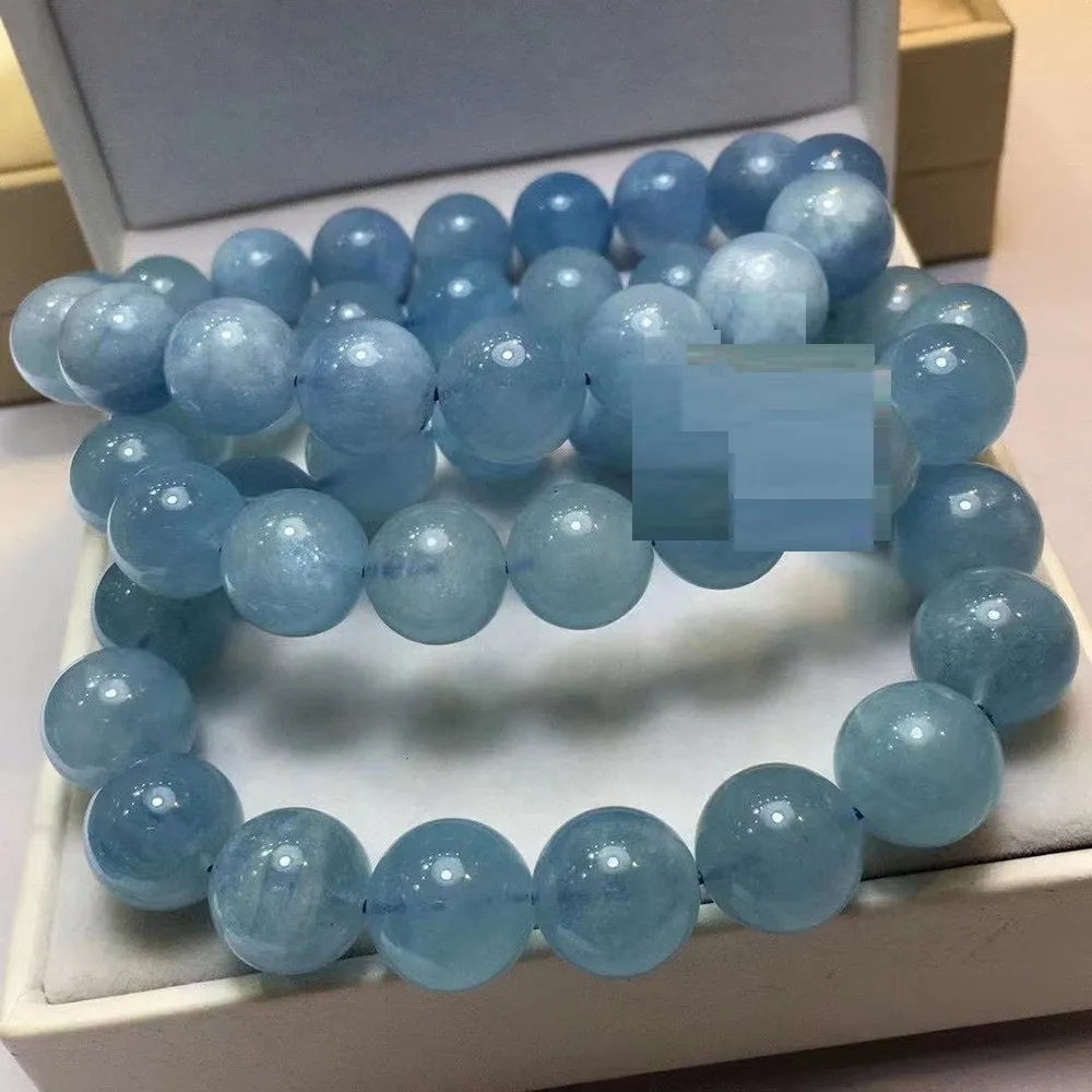 Natural Aquamarine Single-loop Beaded Bracelet