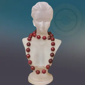 Natural Dark Red Cinnabar Gemstone Beads Necklace