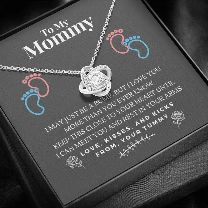 New Mom Love Knot Necklace, New Mom Gift Jewelry, Pregnancy New Mom Gift, First Time Mom Necklace, New Mommy Gift, Mom To Be Necklace