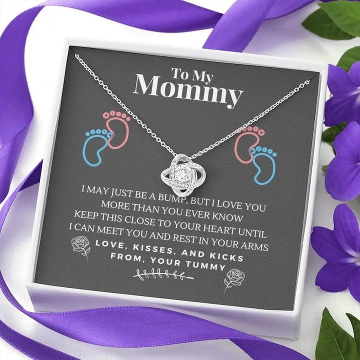 New Mom Love Knot Necklace, New Mom Gift Jewelry, Pregnancy New Mom Gift, First Time Mom Necklace, New Mommy Gift, Mom To Be Necklace