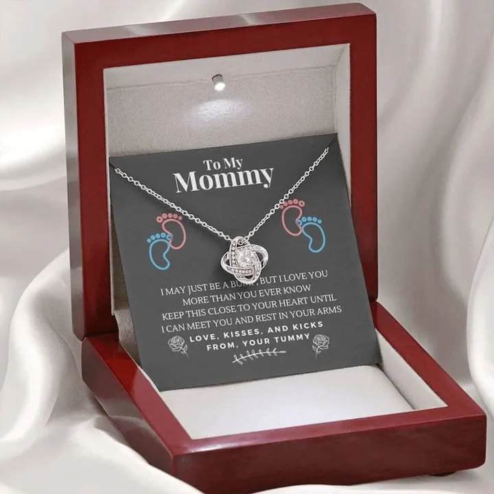 New Mom Love Knot Necklace, New Mom Gift Jewelry, Pregnancy New Mom Gift, First Time Mom Necklace, New Mommy Gift, Mom To Be Necklace