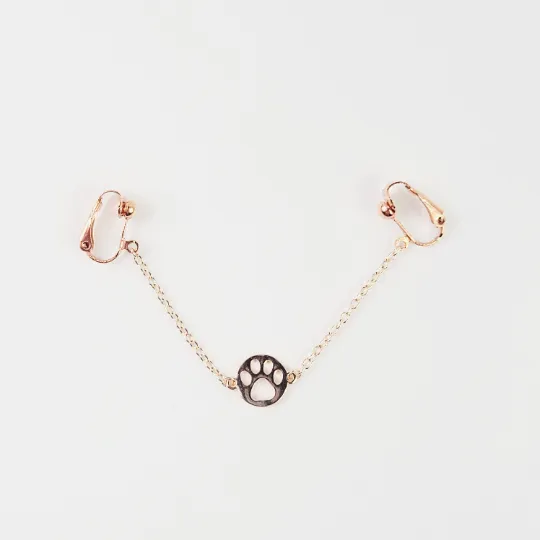 Non Piercing BDSM Pet Play Rose Gold Paw Print Labia Chain Dangle.