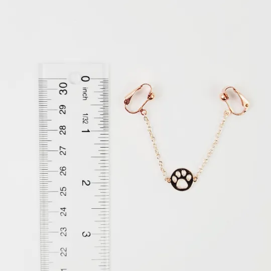 Non Piercing BDSM Pet Play Rose Gold Paw Print Labia Chain Dangle.