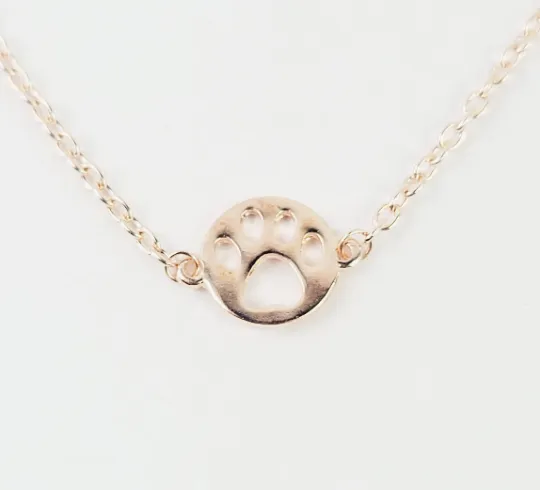 Non Piercing BDSM Pet Play Rose Gold Paw Print Labia Chain Dangle.