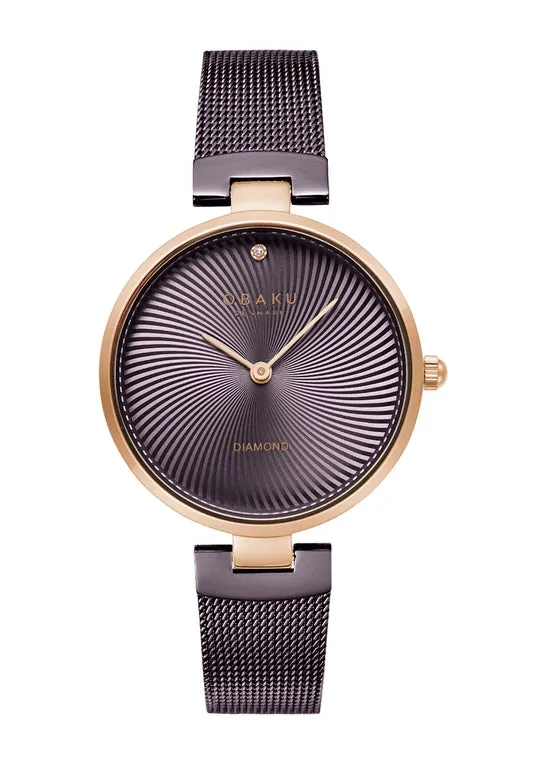 OBAKU DIAMANT-WALNUT MESH BRACELET DIAMOND PATTERN V256LXVNMN