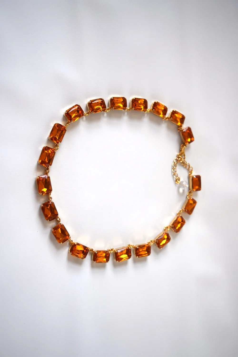 Orange Topaz Collet Necklace - Medium Octagon