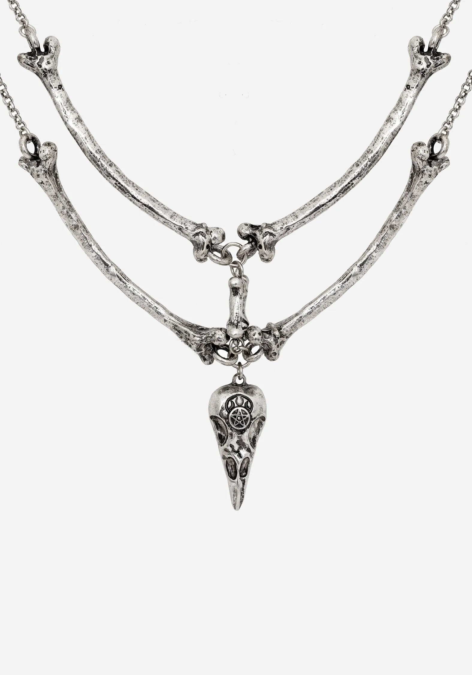 Osteomancy Raven Skull Choker Necklace