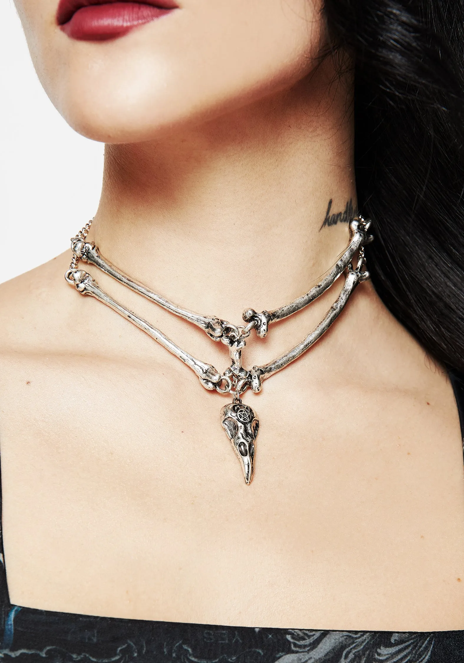 Osteomancy Raven Skull Choker Necklace