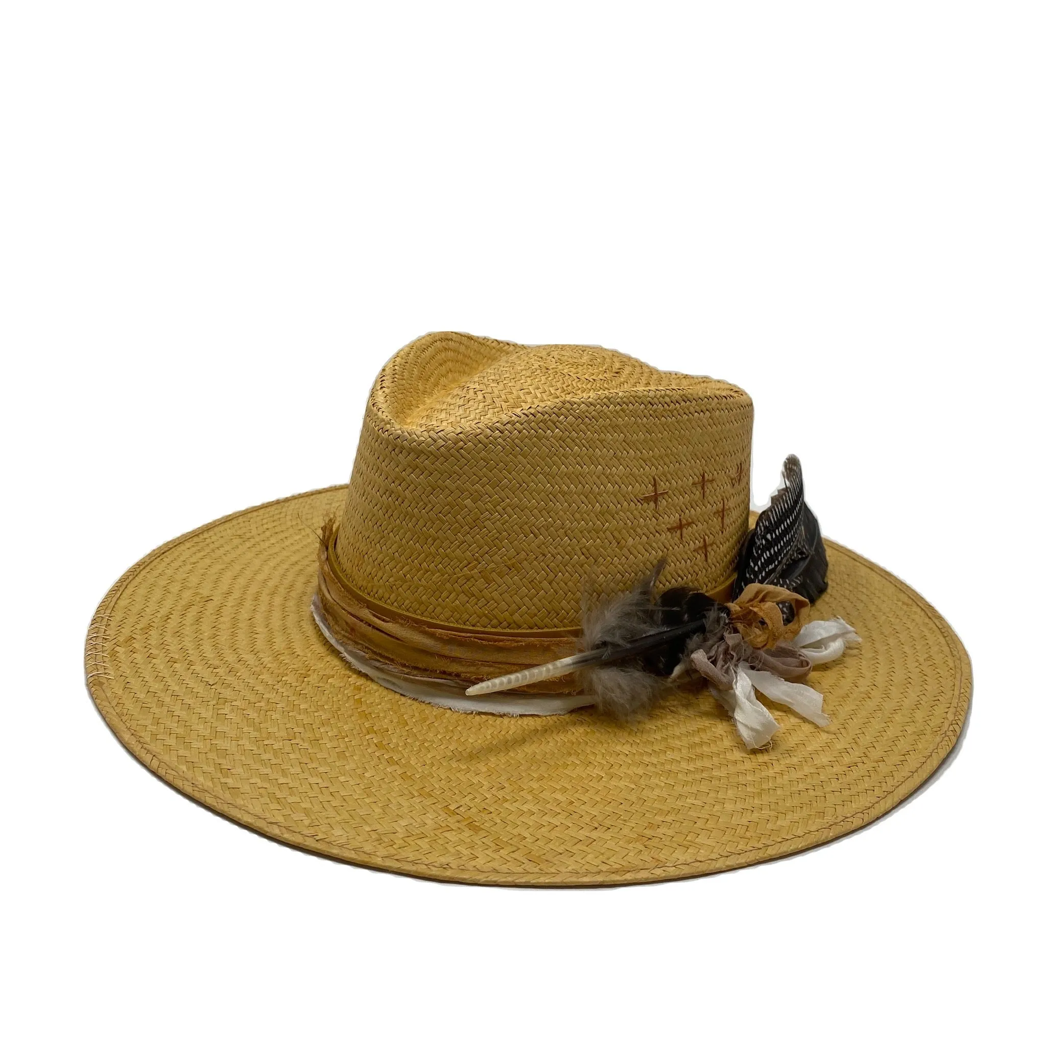 PALOMA STRAW HAT IN HABANO with embroidery and silk