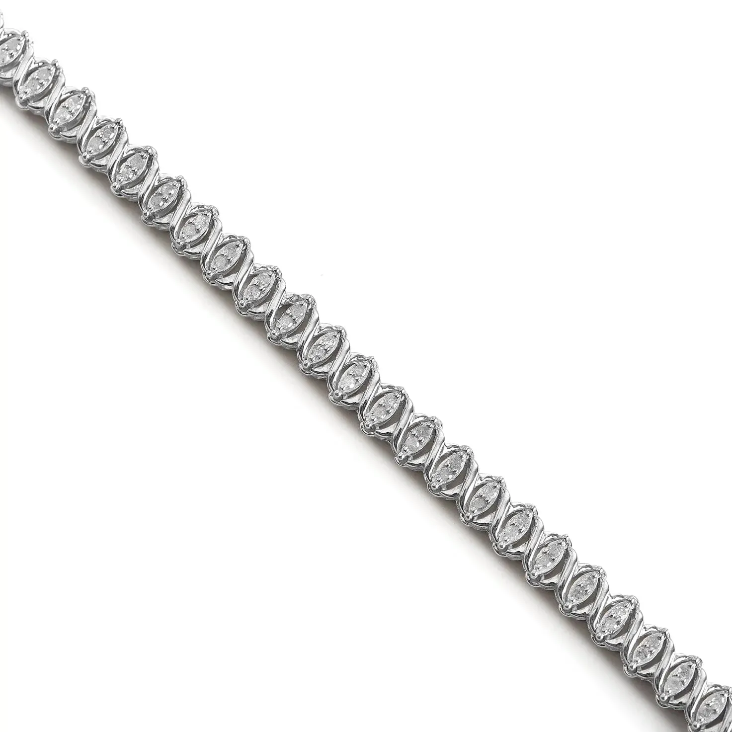 Paris Jewelry 1 Carat Genuine Diamond X-Link Tennis Bracelet 7.50 inch in Sterling Silver