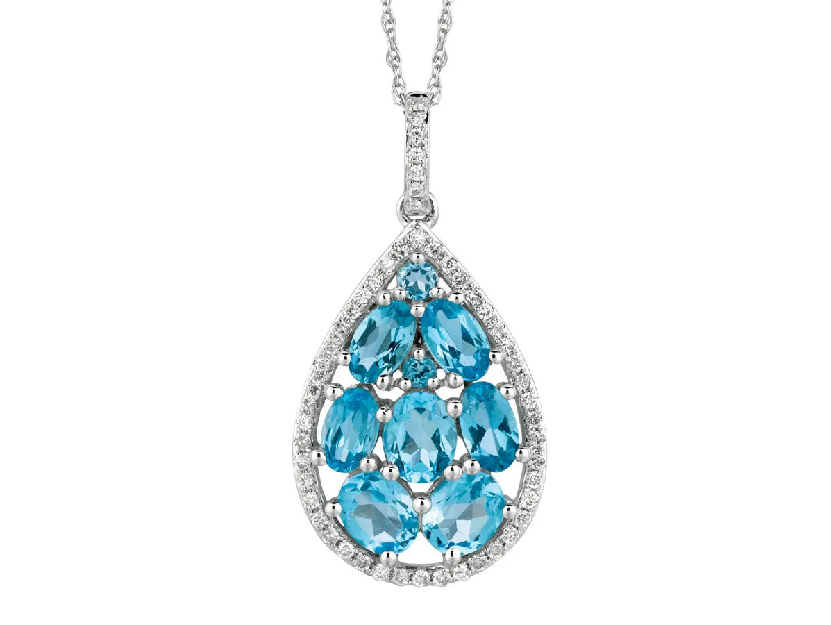 Pear Shape Blue Topaz Cluster Necklace