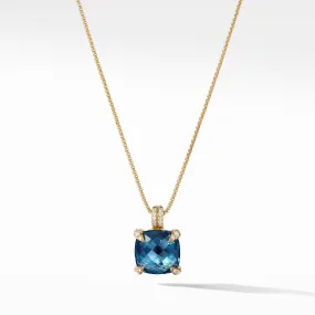 Pendant Necklace with Hampton Blue Topaz and Diamonds in 18K Gold