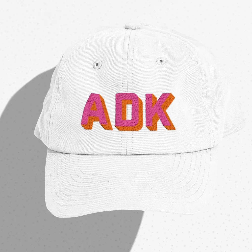 Pink Dad Hat - Pink & Orange Shadow Block Lettering