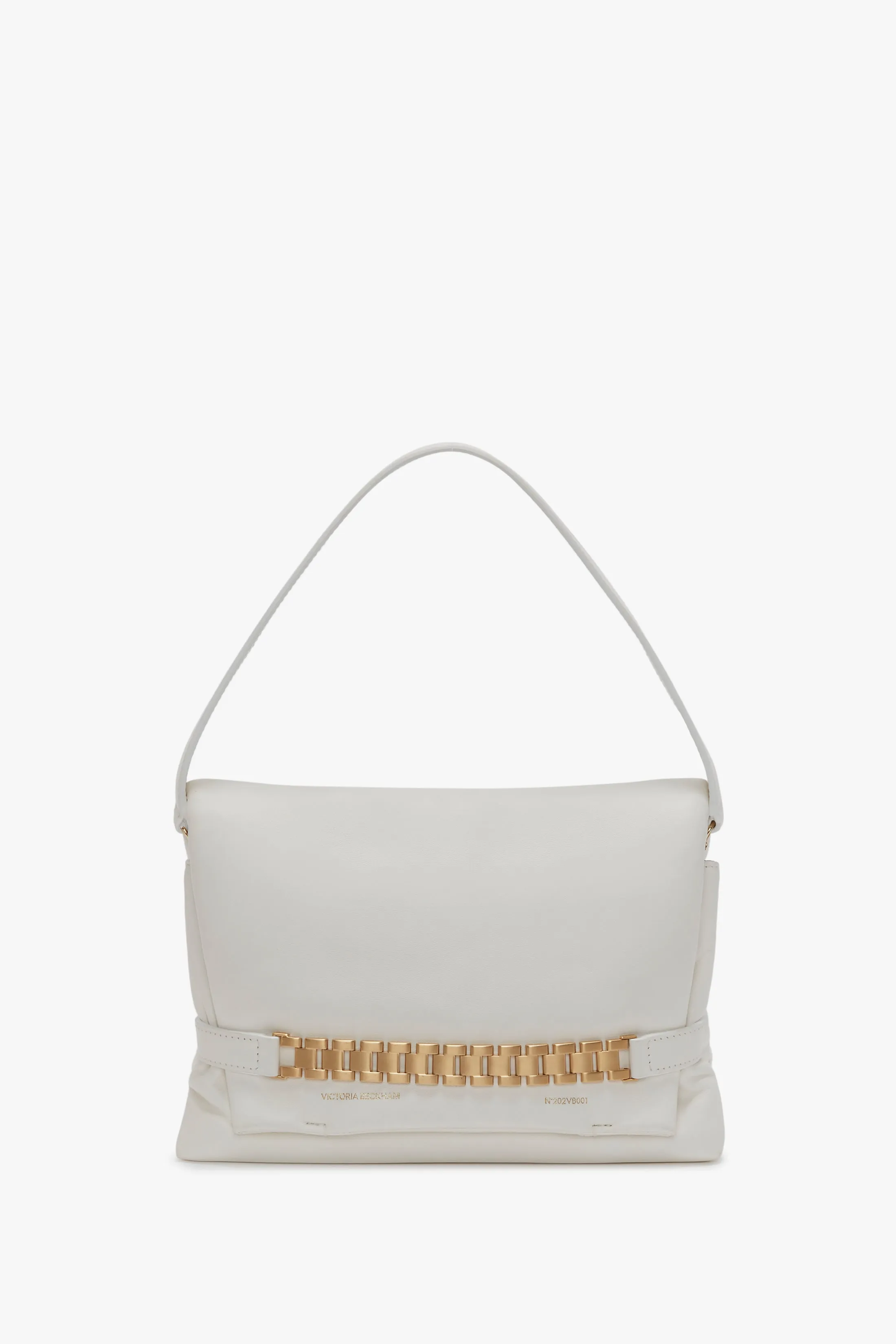 Puffy Chain Pouch Bag With Strap In White Leather